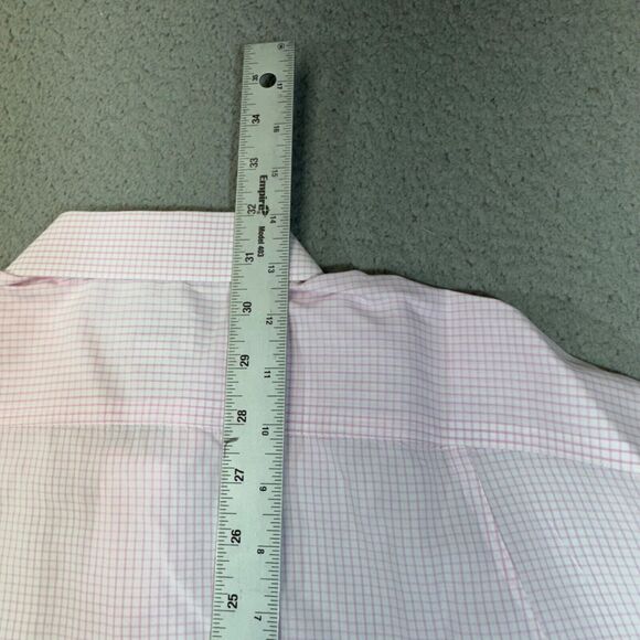 J Peterman Shirt Men 17.5 Graph Check Dress Barrel Cuff Casual Portugal 36.5 - Picture 10 of 16
